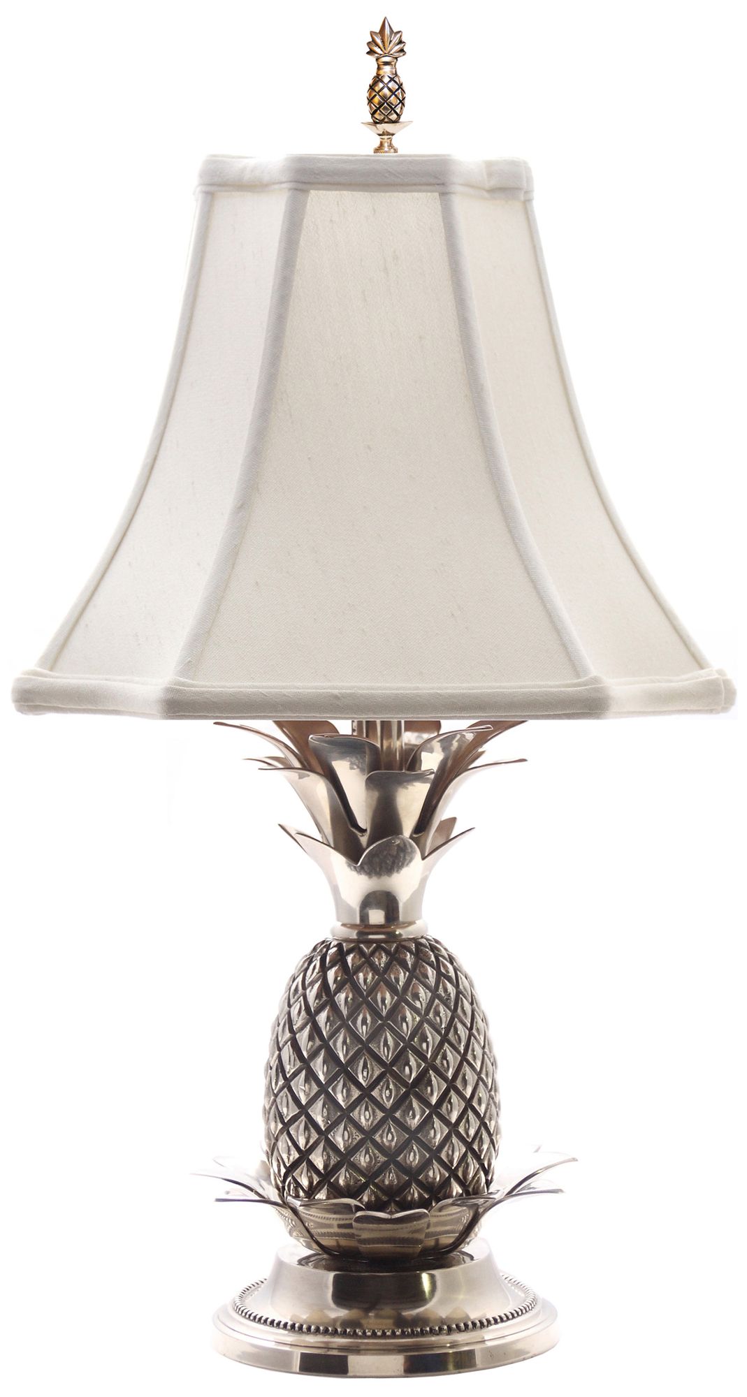 Tropical Pewter White Shade Pineapple Table Lamp