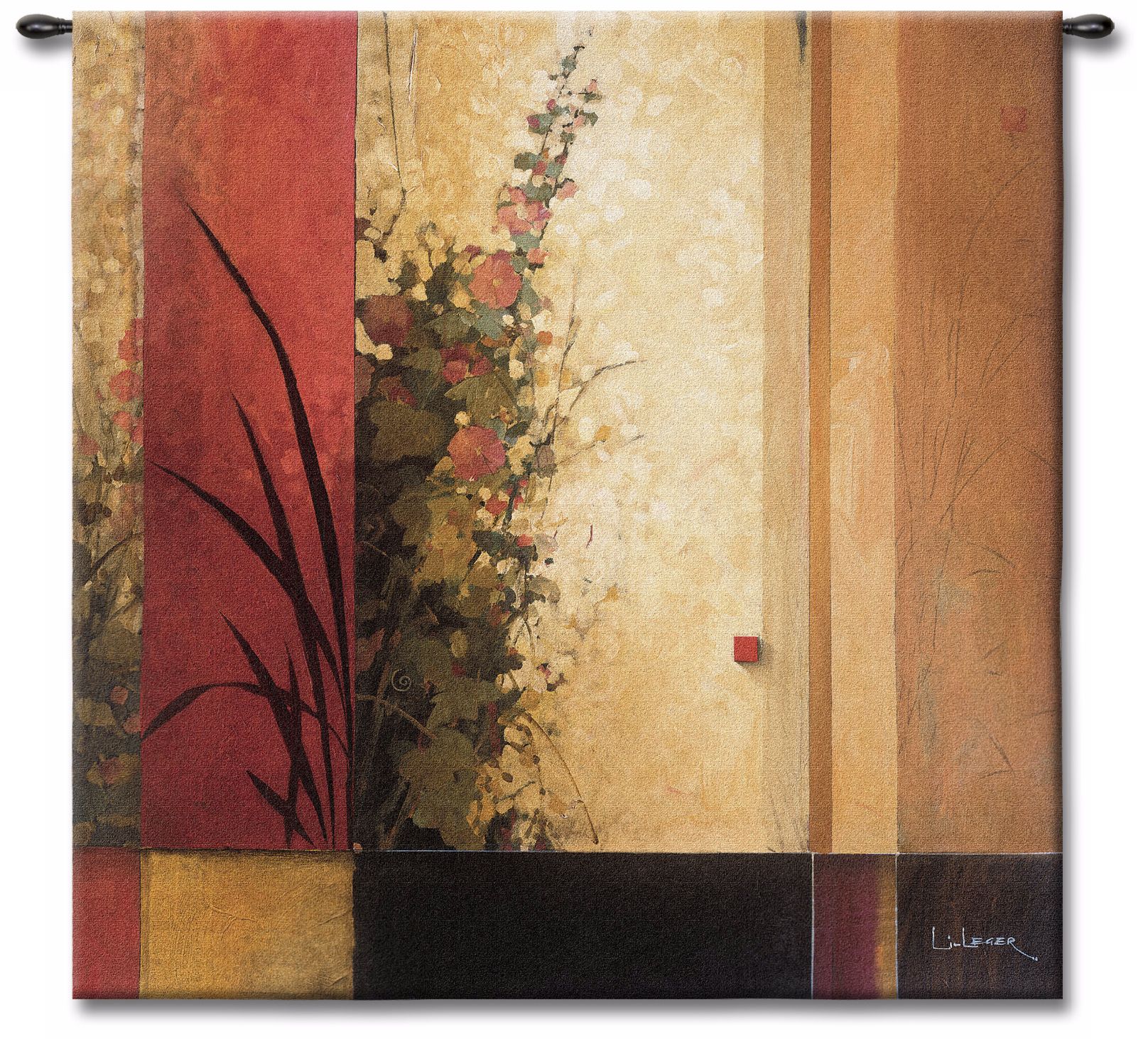 The Hollyhock Garden Large 53" Wide Wall Tapestry