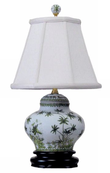 Green Palm Mini Porcelain Accent Table Lamp