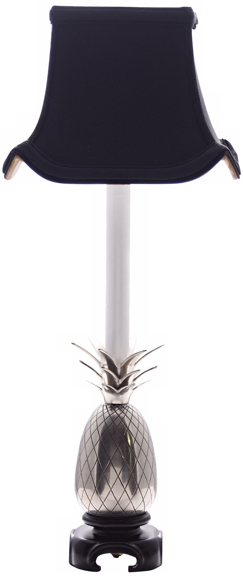 Pewter Pineapple Black Shade Table Lamp