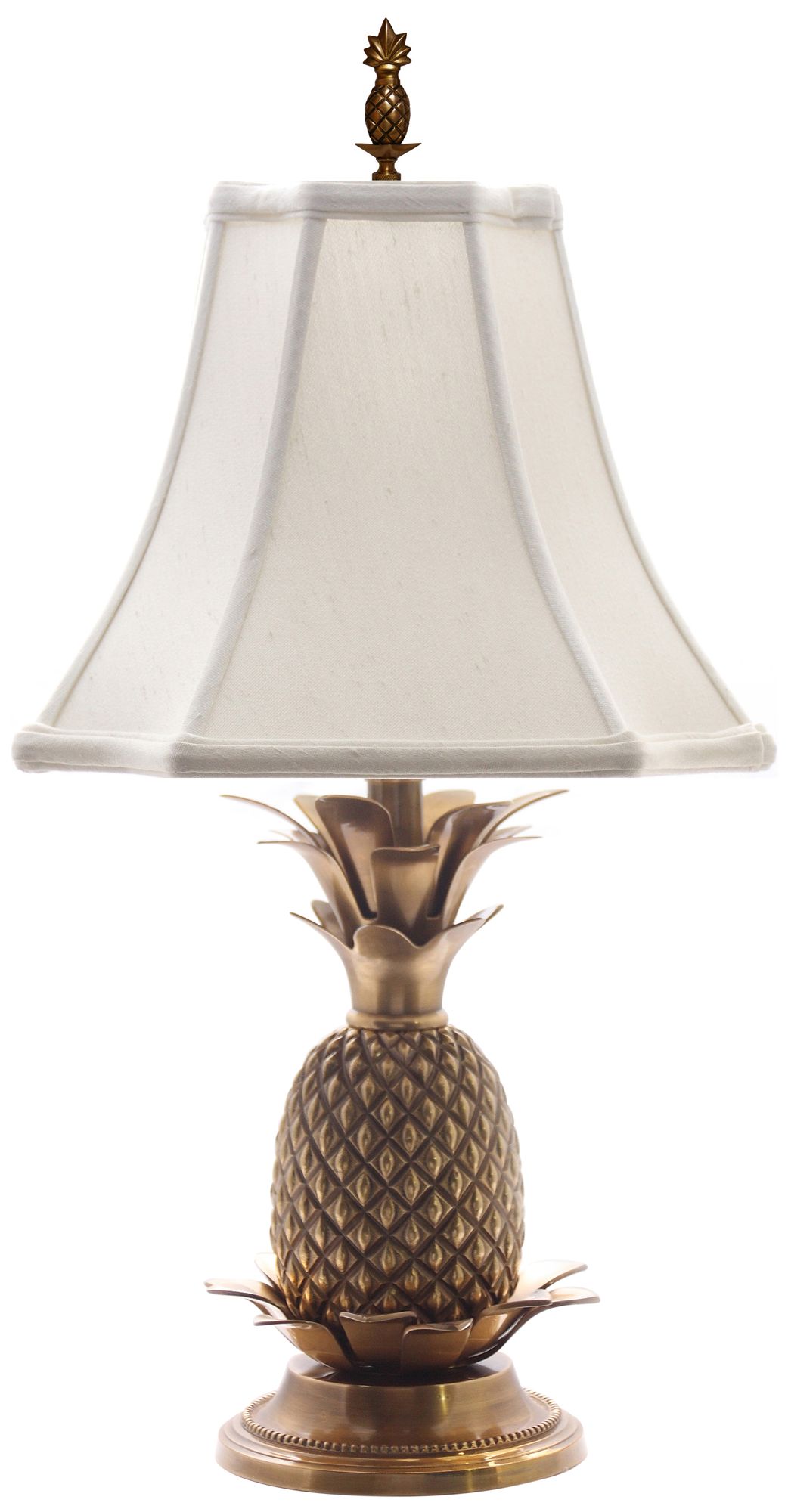 Antique Brass White Shade Pineapple Table Lamp