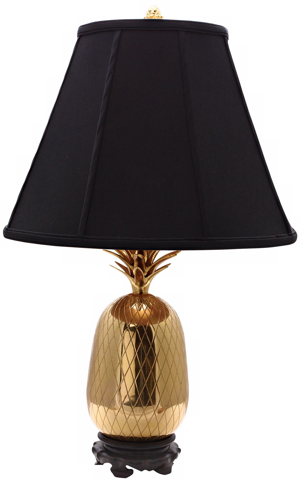 Large Brass and Black Pineapple Table Lamp