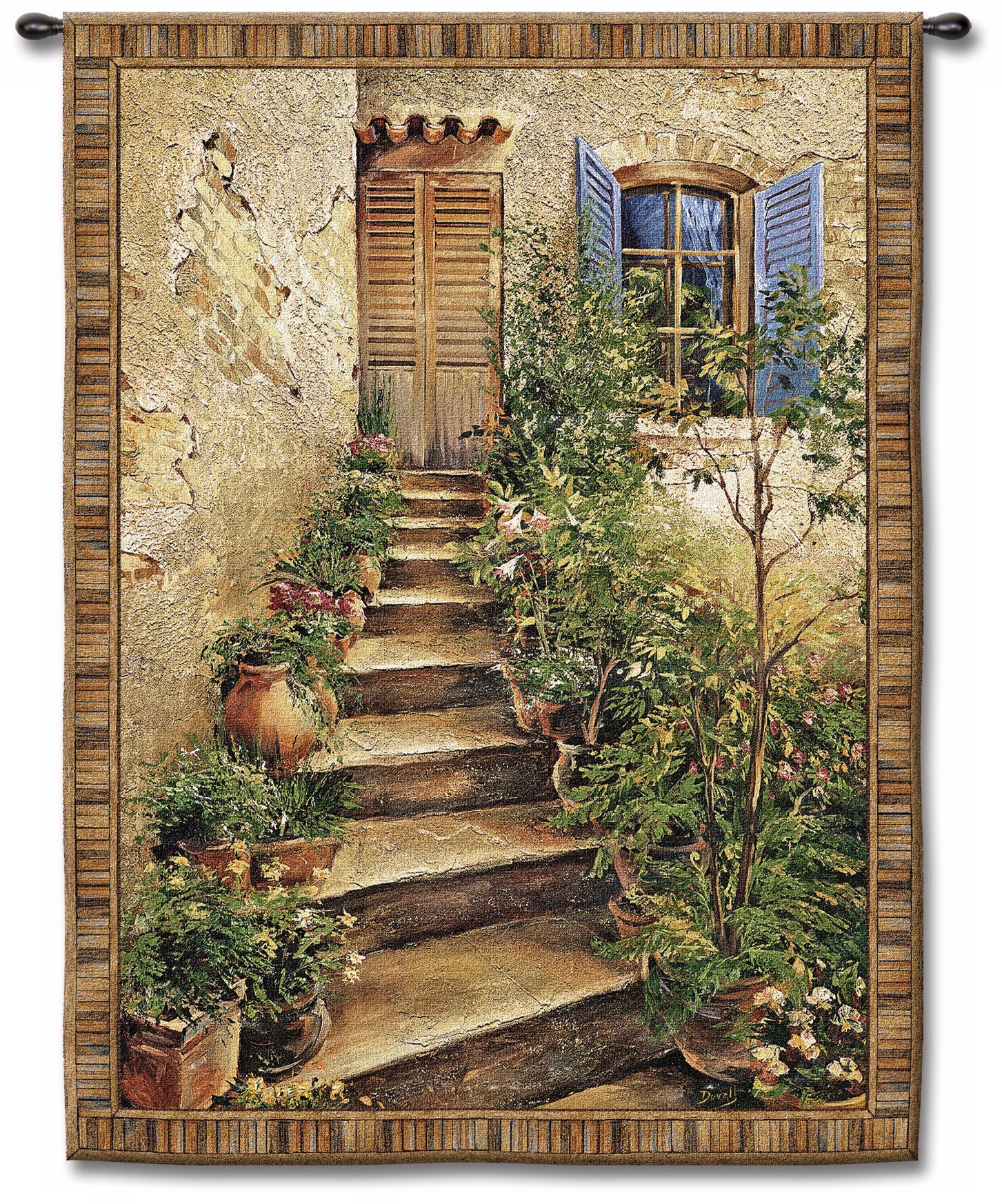 Steps to the Villa Large  75" High Wall Tapestry