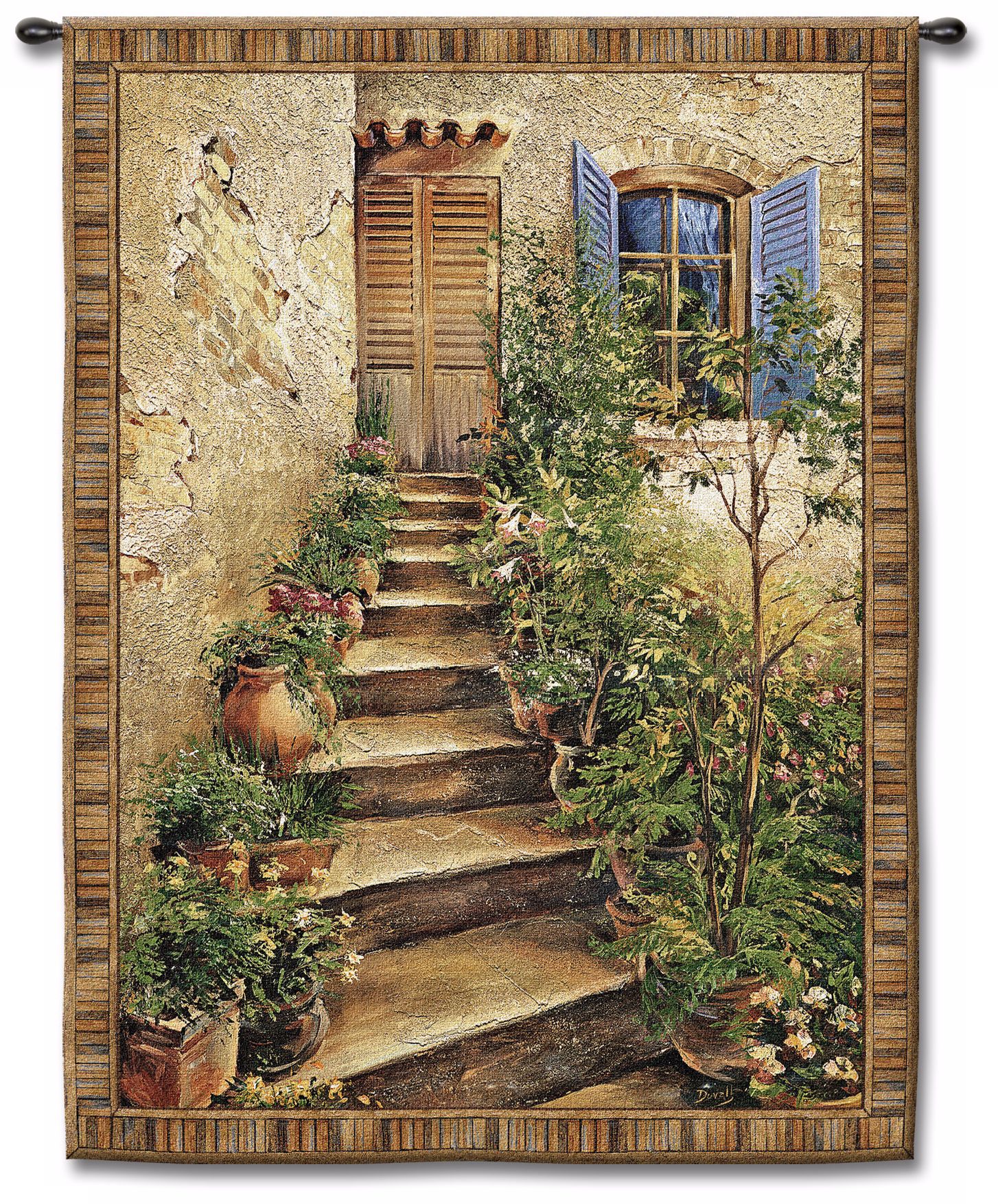 Steps to the Villa Small  34" High Wall Tapestry