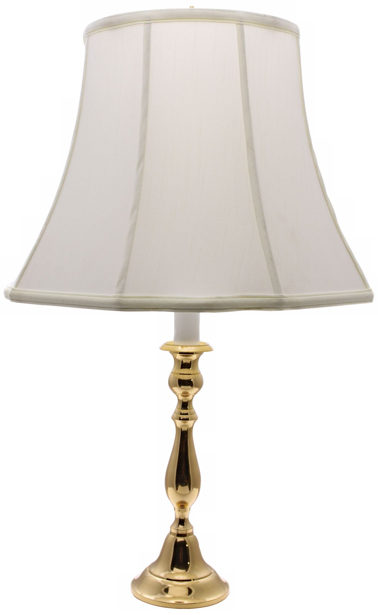 Polished Brass White Shade Candlestick Table Lamp
