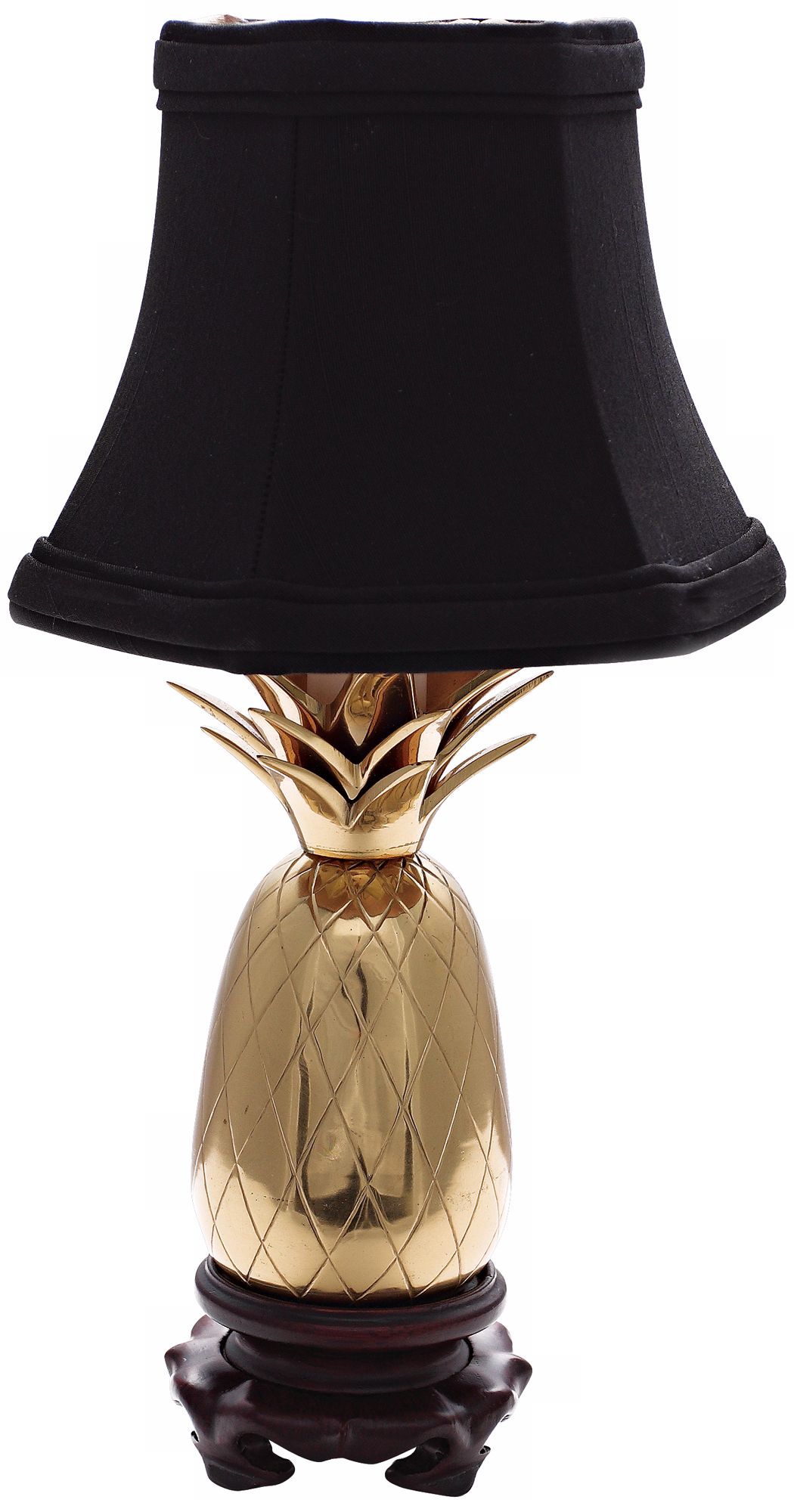 Polished Brass Black Shade Mini Pineapple Accent Lamp