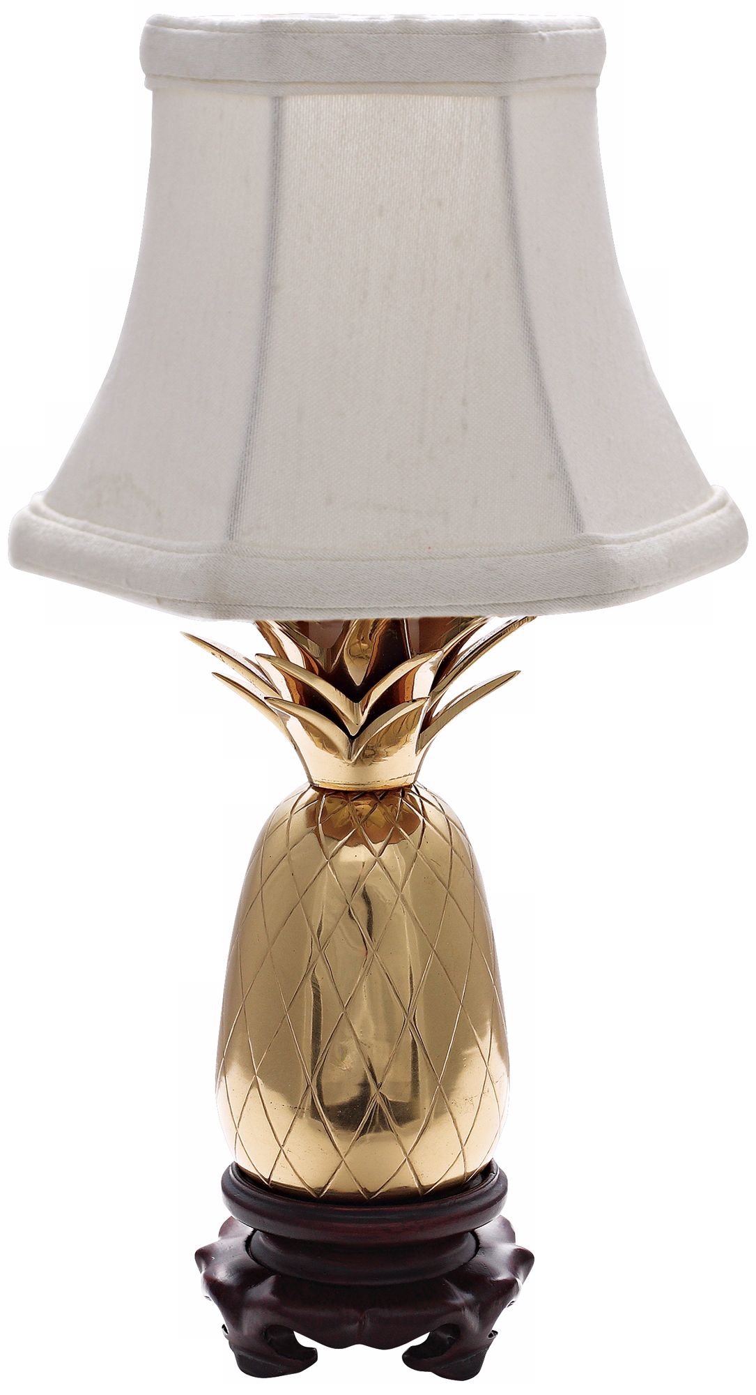 Polished Brass White Shade Mini Pineapple Accent Lamp