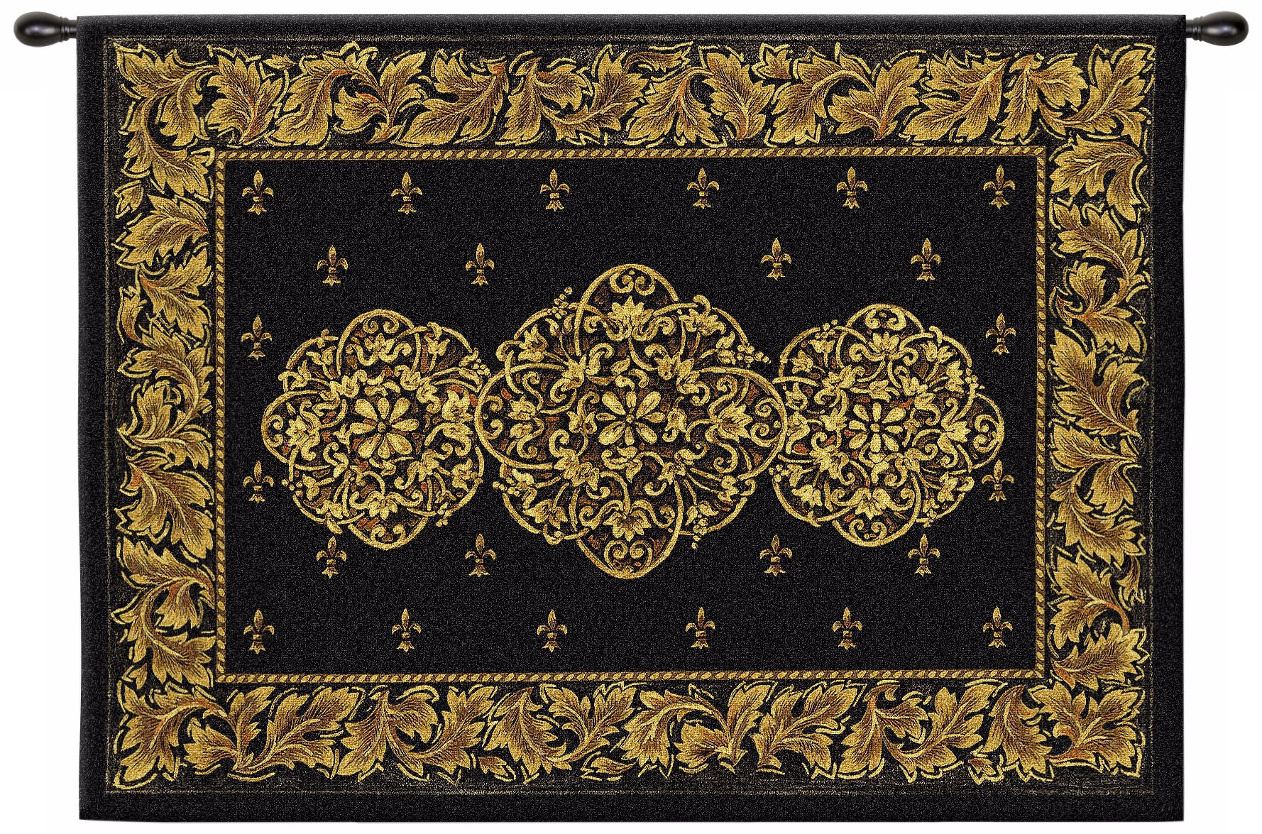 Black Medallion 53" Wide Wall Hanging Tapestry