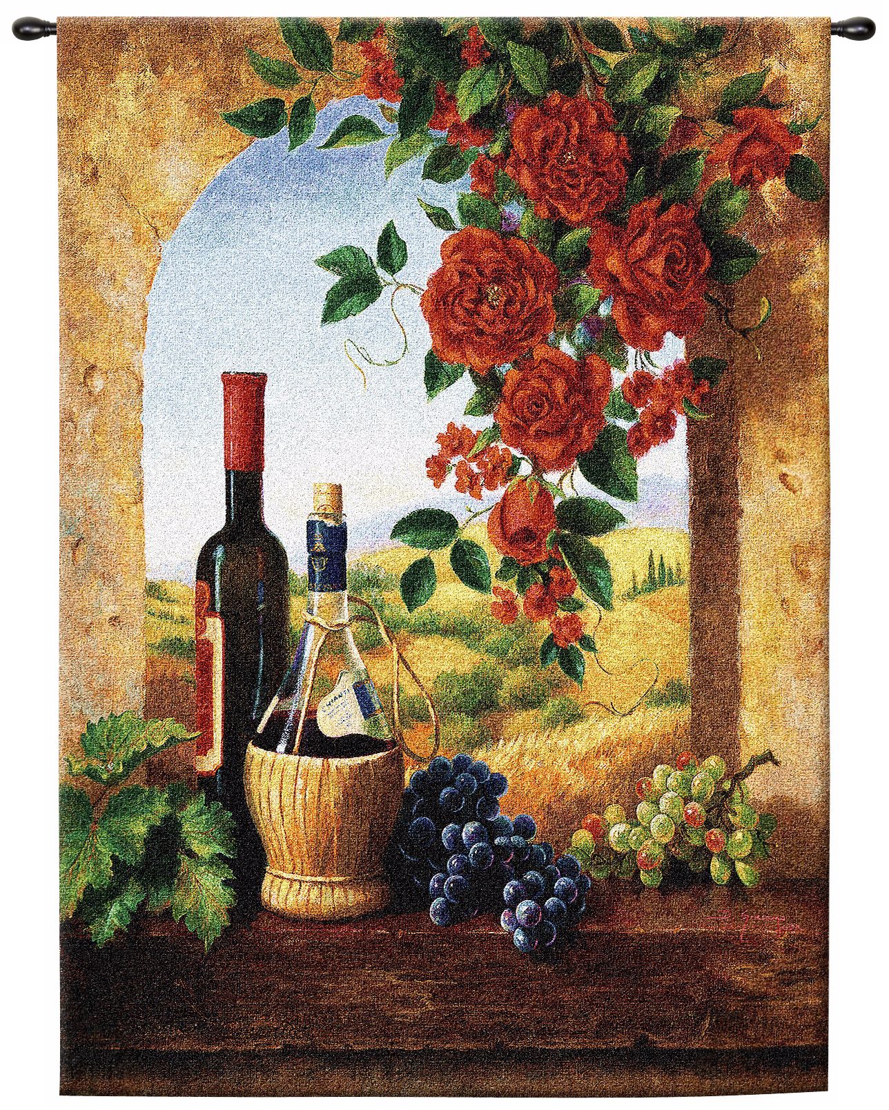 Tuscan Patio View 53" High Wall Hanging Tapestry