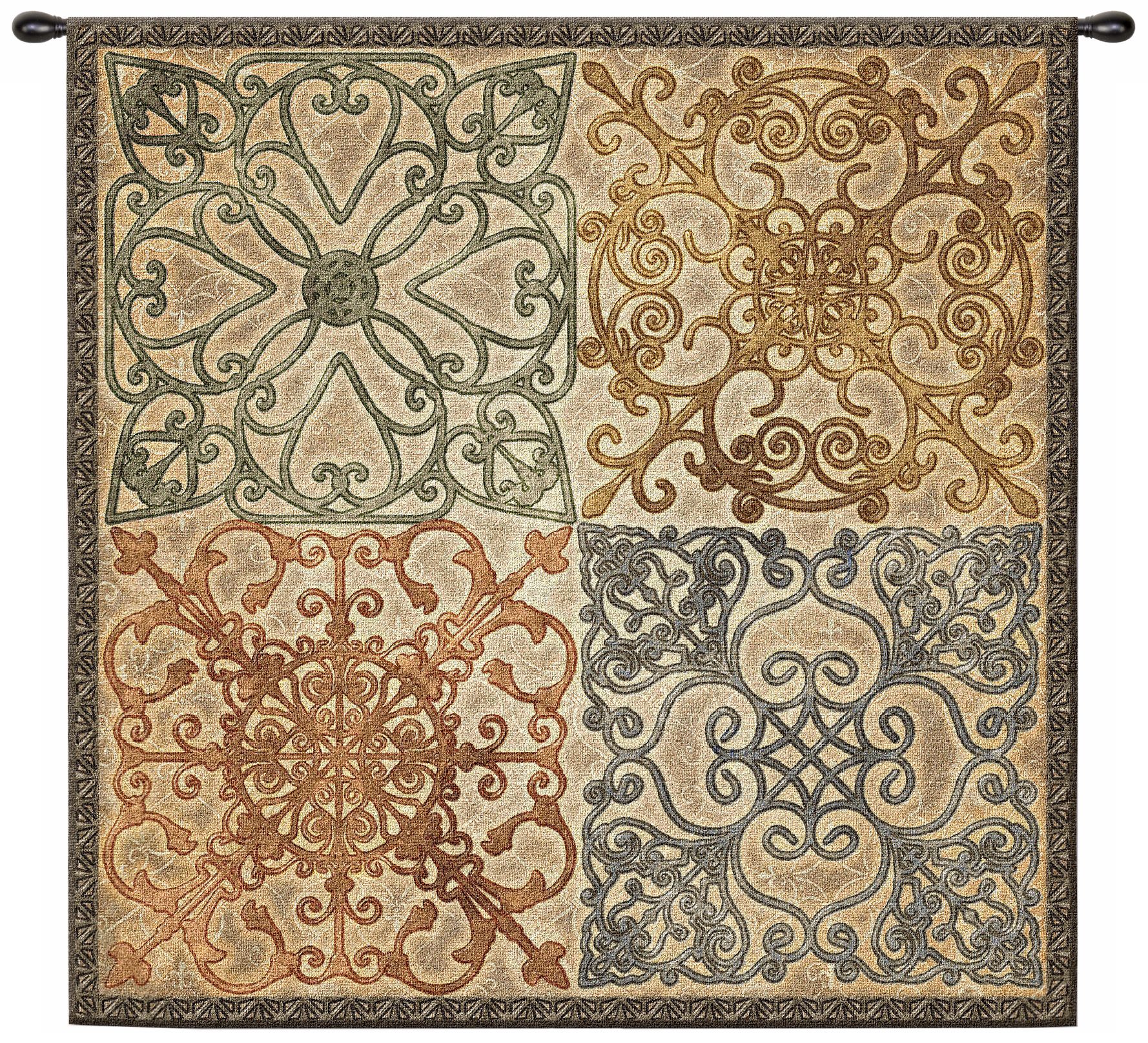 Wrought Iron Elegance 44" Square Wall Hanging Tapestry