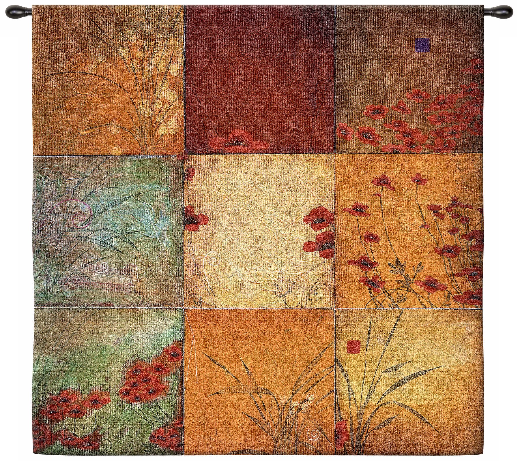 Poppy Nine Patch 44" Square Wall Hanging Tapestry