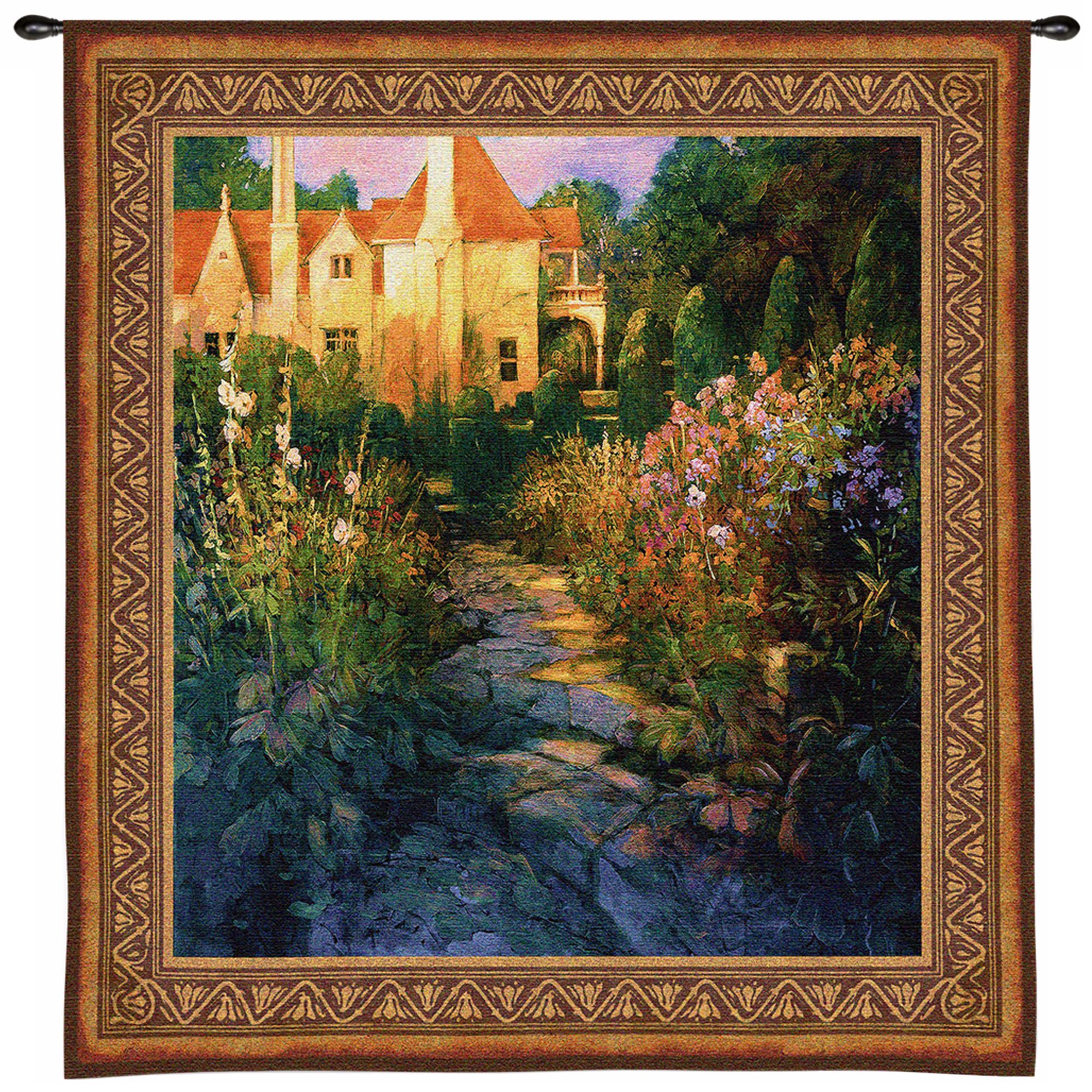Garden Walk at Sunset 55" High Wall Hanging Tapestry