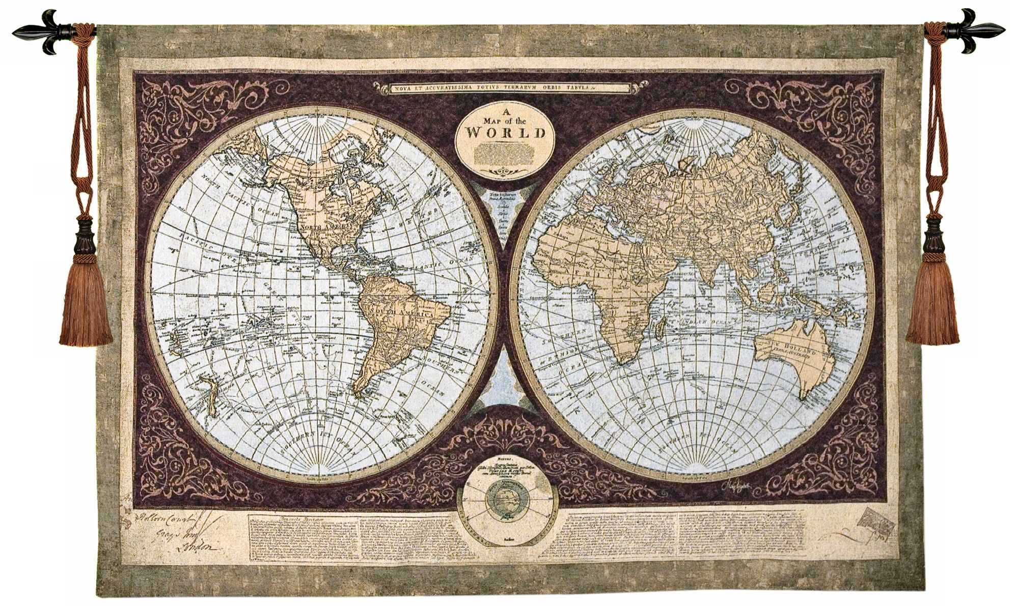 Map of the World 53" Wide Wall Hanging Tapestry