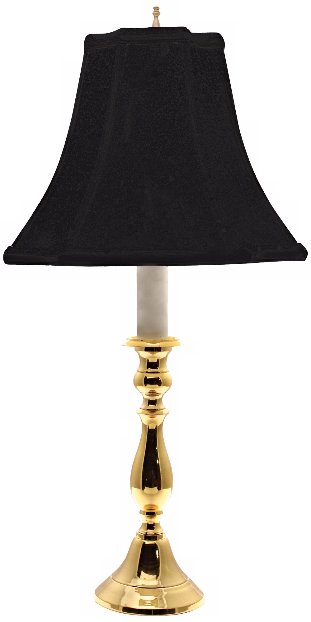 Polished Brass Black Shade Candlestick 24" High Table Lamp