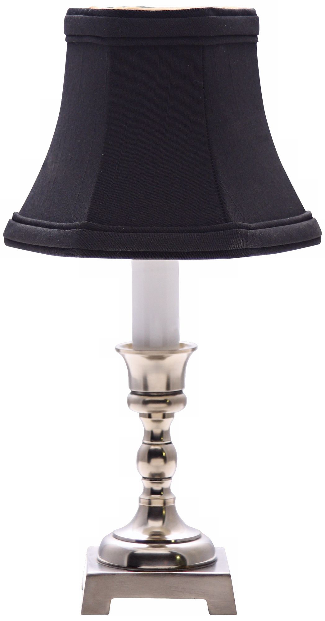 Pewter Black Shade Candle Light Pedestal Accent Lamp