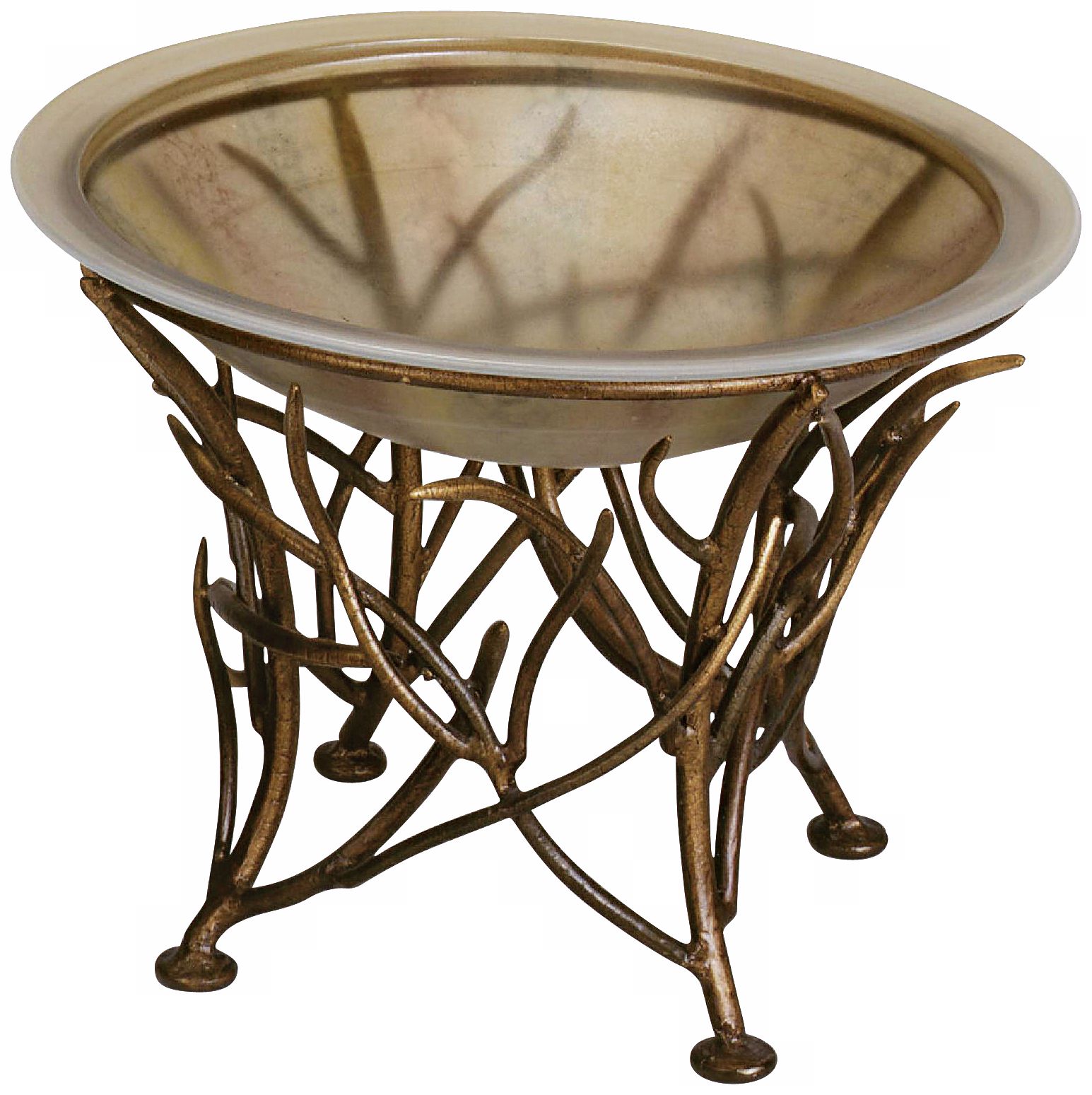 Centerpiece Glass Bowl with Antique Gold Stand
