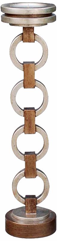 Gold and Silver Links 23 1/2" High Large Candle Holder