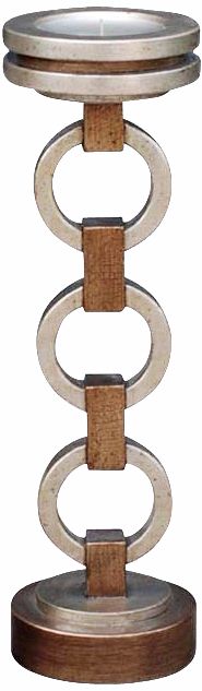 Gold and Silver Links 19" High Small Candle Holder