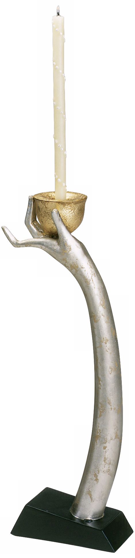 Weathered Silver Arm Large Candle Holder
