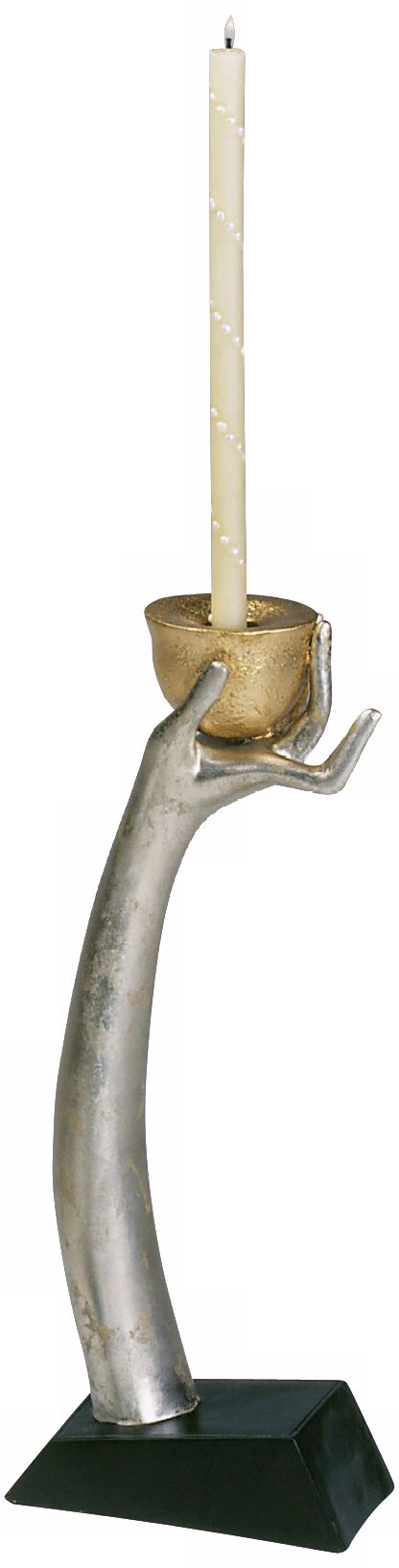Weathered Silver Arm Small Candle Holder