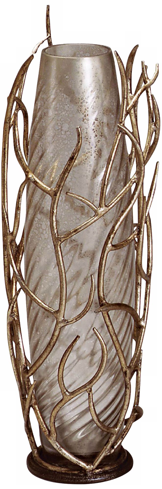 Antique Silver Wash Glass Vase