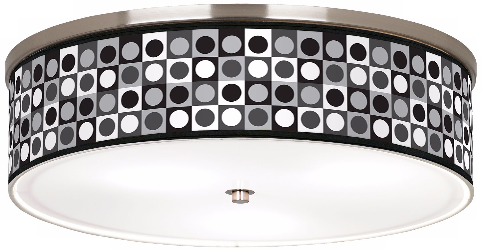 Black and Grey Dotted Squares Nickel 20 1/4" Ceiling Light