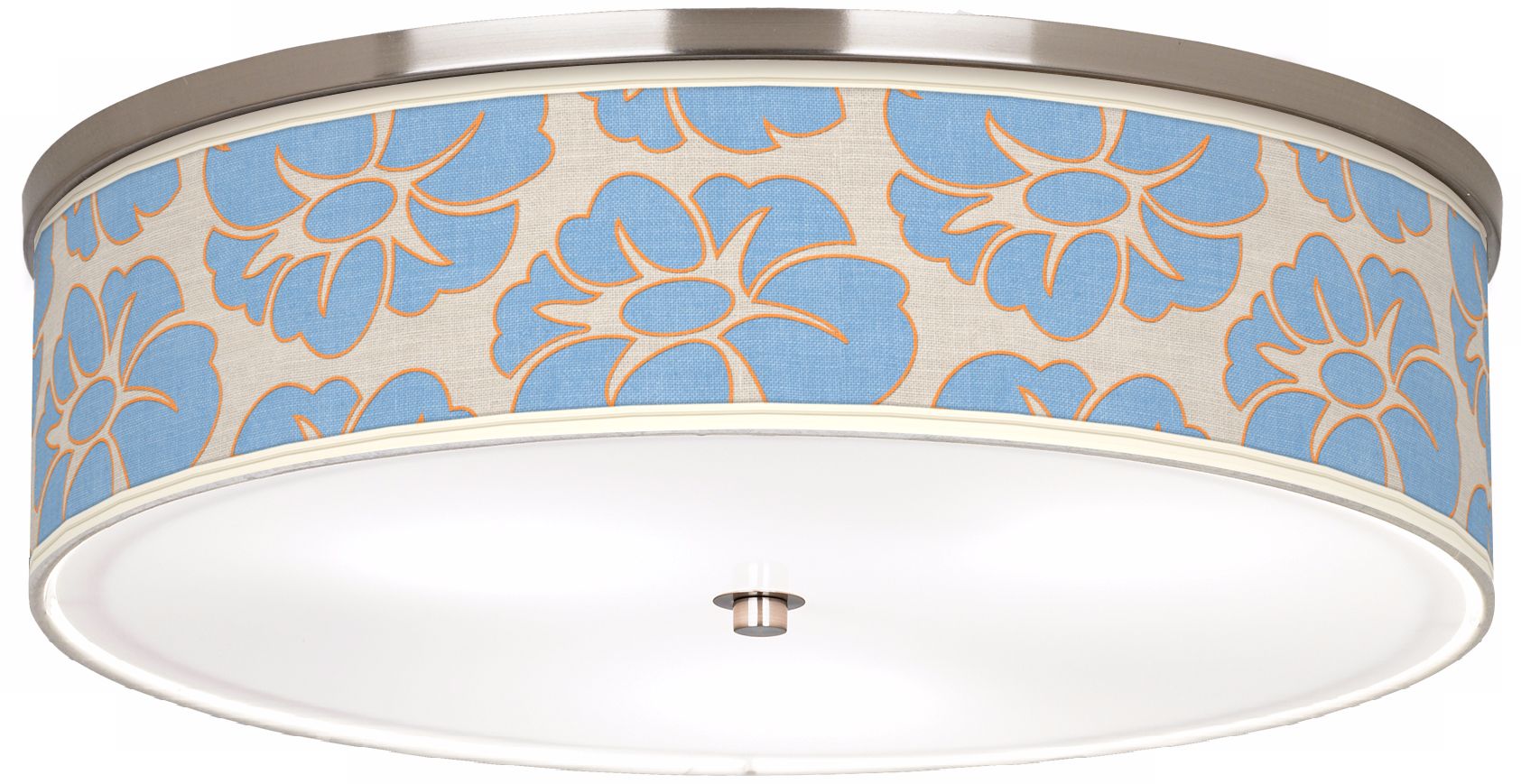 Floral Blue Silhouette 20 1/4" Wide CFL Nickel Ceiling Light
