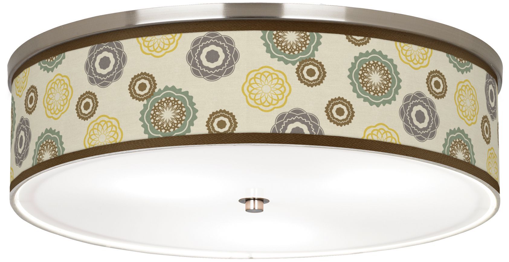 Ornaments Linen Giclee Nickel 20 1/4" Wide CFL Ceiling Light