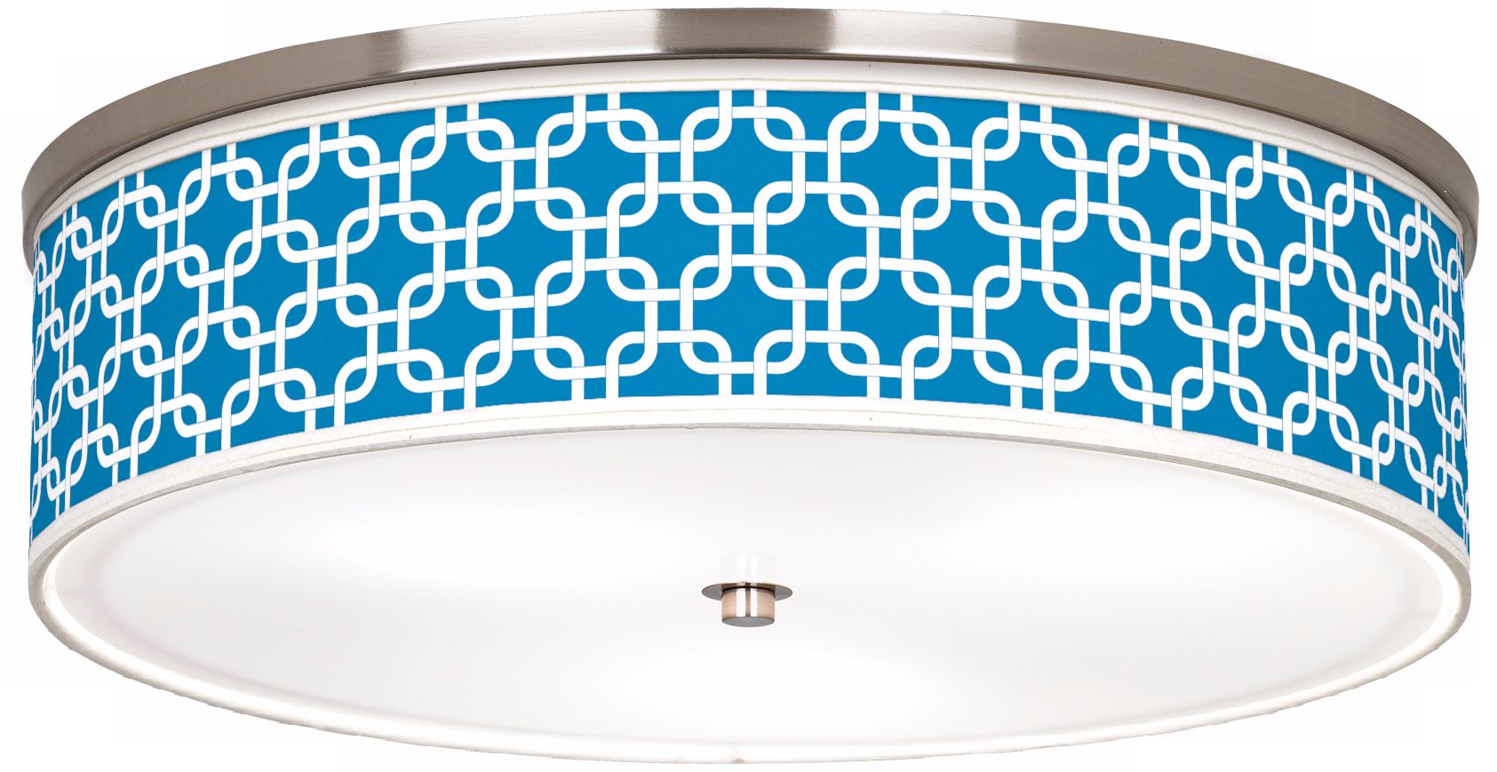 Blue Lattice Giclee Nickel 20 1/4" Wide Ceiling Light