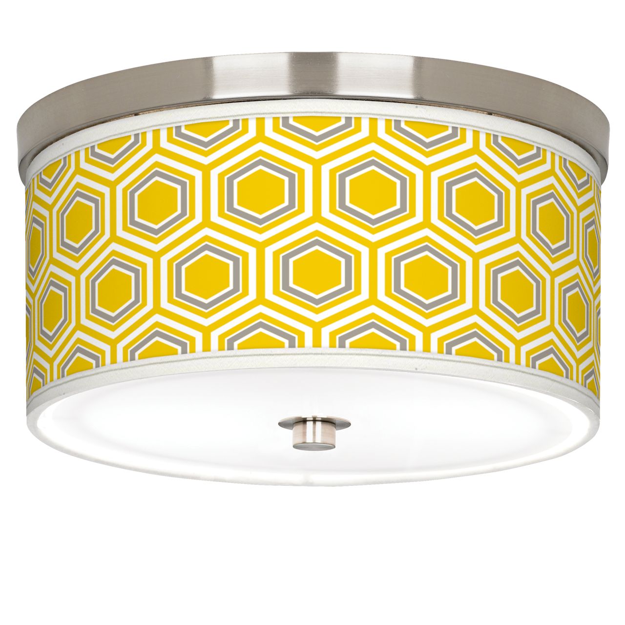 Honeycomb Giclee Nickel 10 1/4" Wide Ceiling Light