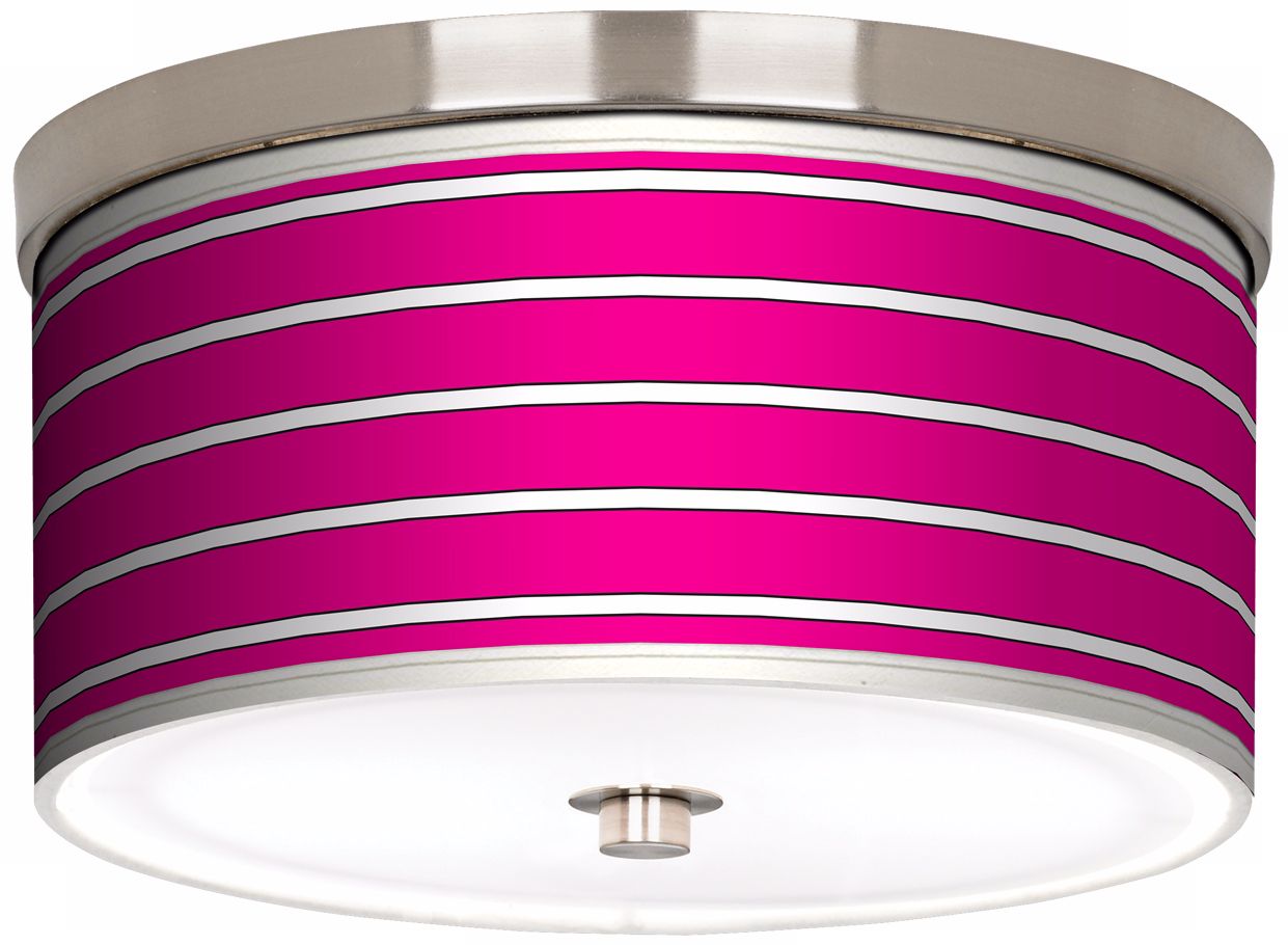 Bold Pink Stripe Nickel 10 1/4" Wide Ceiling Light