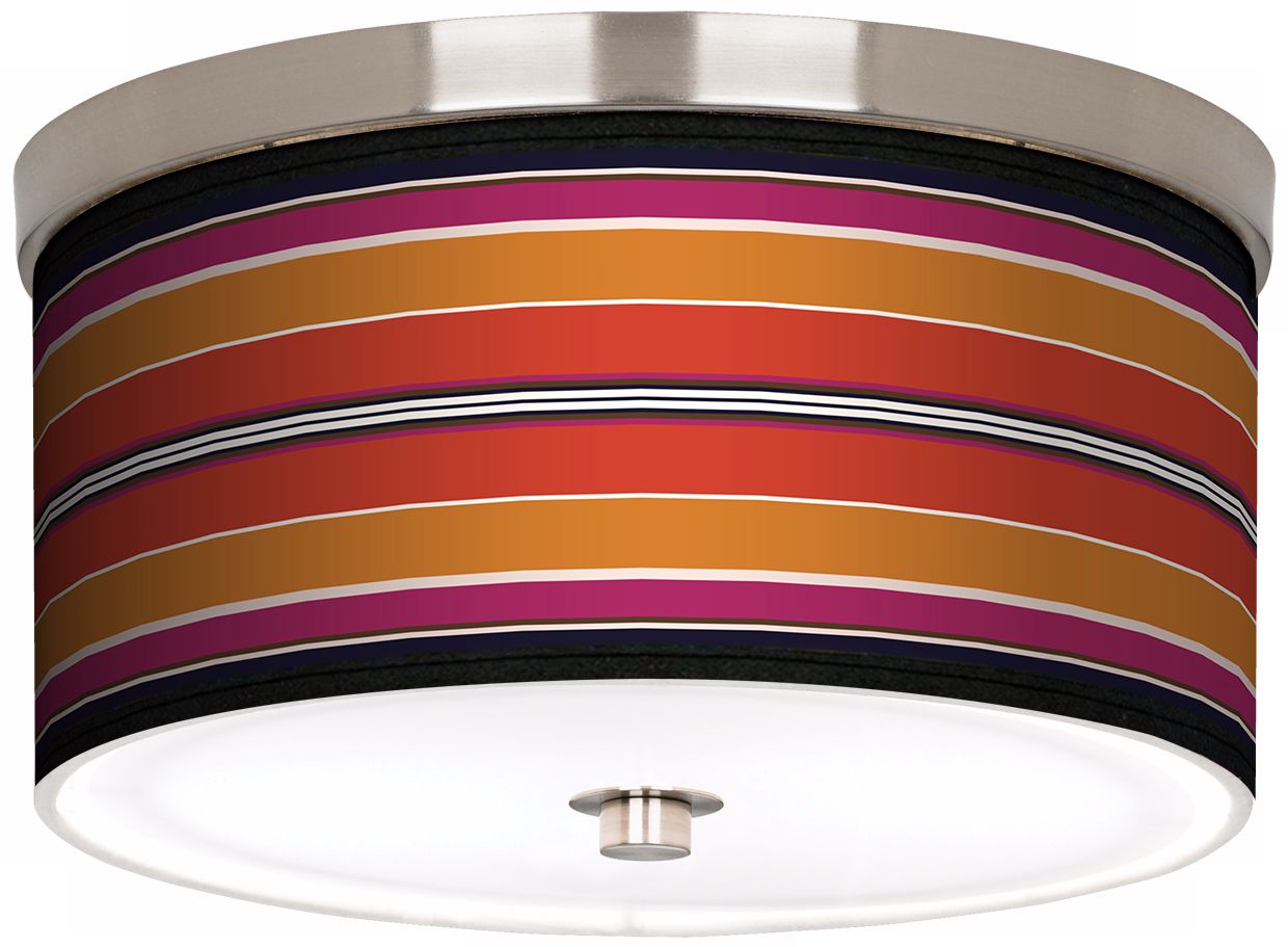 Orange/ Pink Parallels Nickel 10 1/4" Wide Ceiling Light