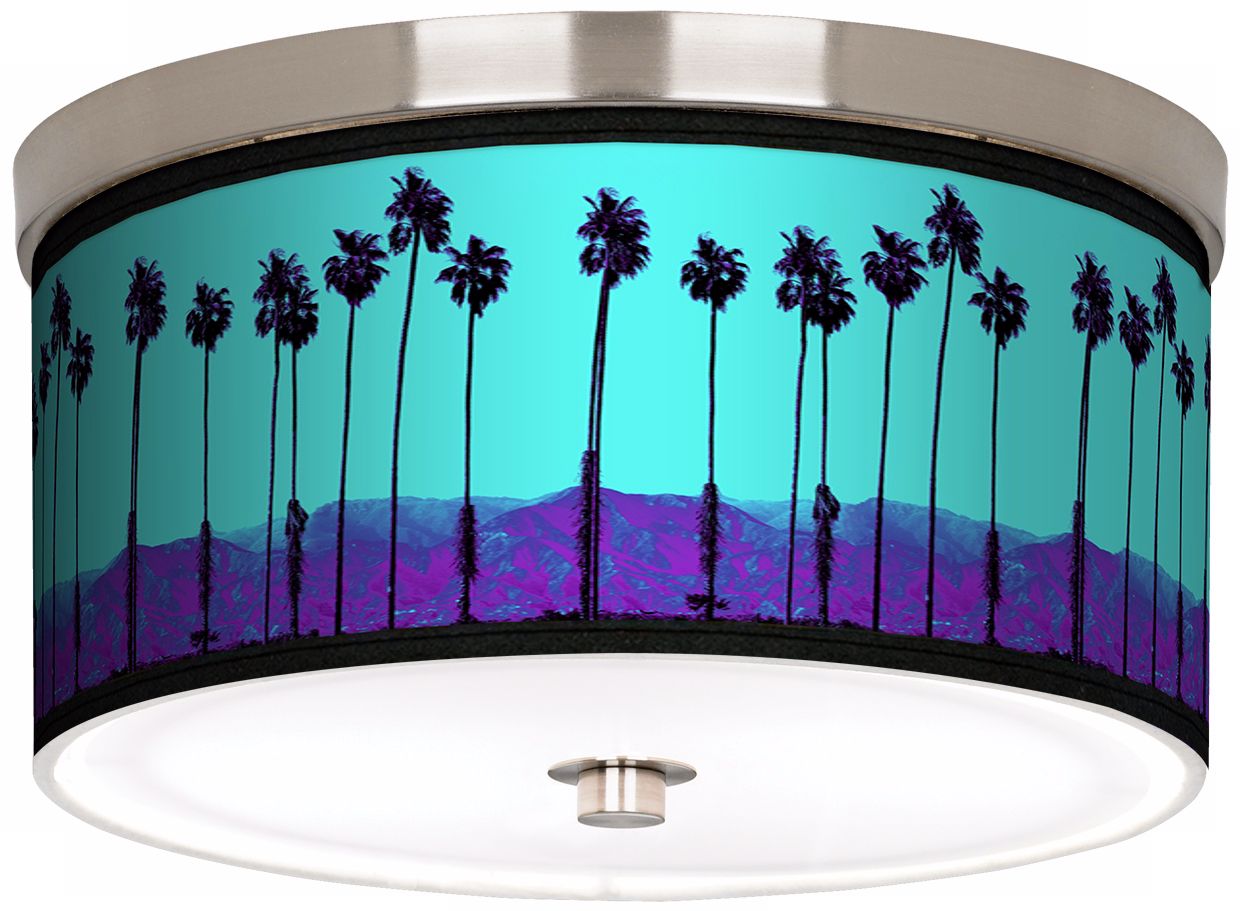 Palm Tree Haze Nickel 10 1/4" Wide Ceiling Light