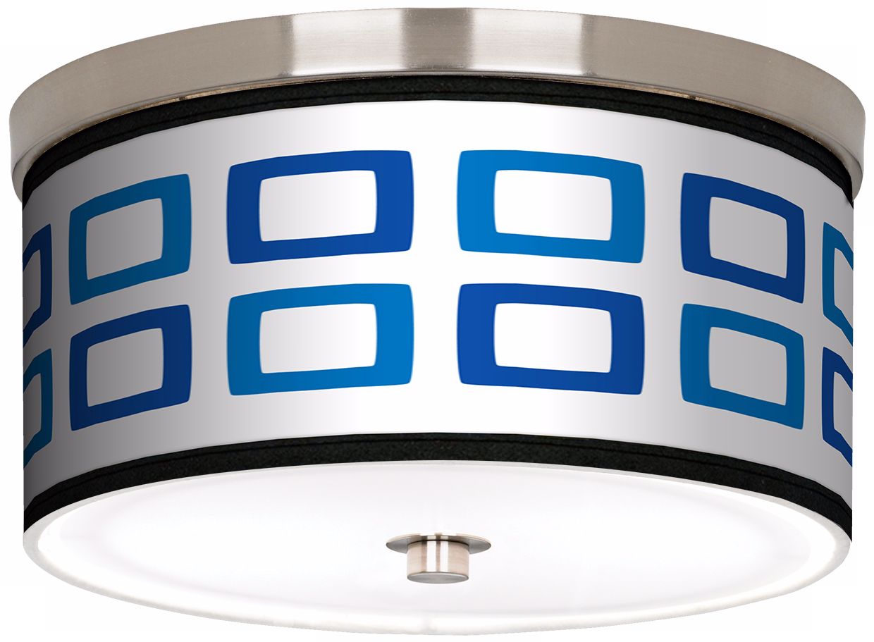 Blue Rectangles Nickel 10 1/4" Wide Ceiling Light