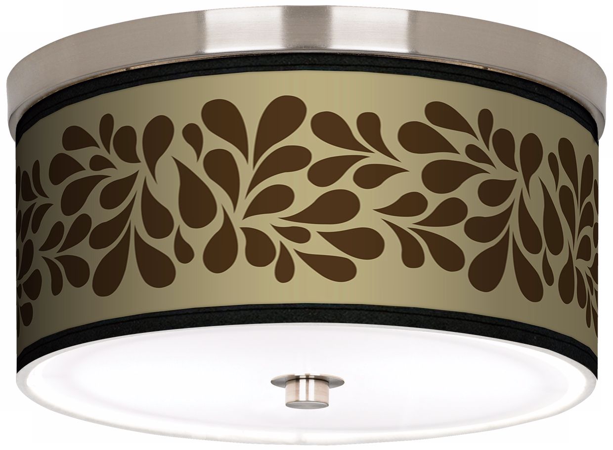Brown Splash on Tan Nickel 10 1/4" Wide Ceiling Light
