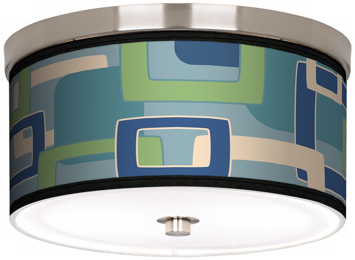 Retro Rectangles Nickel 10 1/4" Wide Ceiling Light