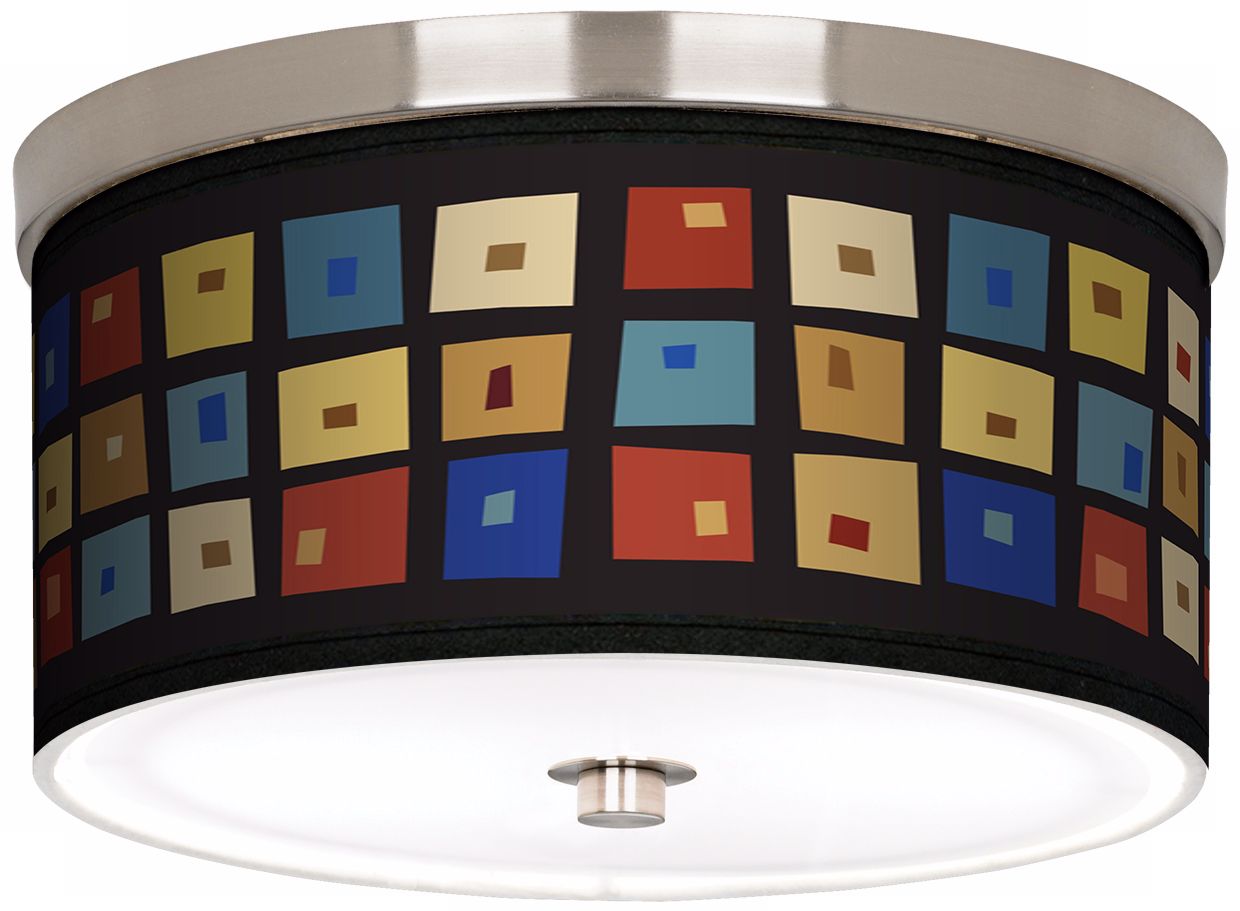 Palette Squares Nickel 10 1/4" Wide Ceiling Light