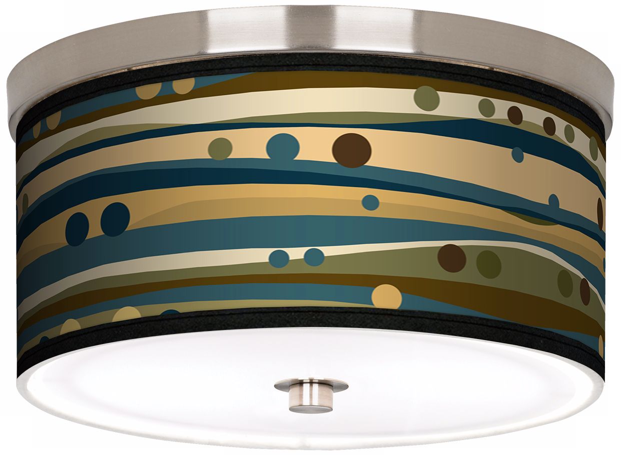 Dots and Waves Nickel 10 1/4" Wide Ceiling Light