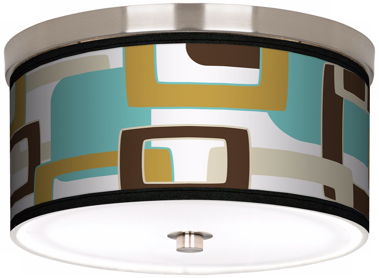 Countess Retro Rectangles Nickel 10 1/4" Wide Ceiling Light
