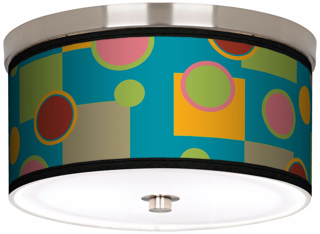 Vibrant Retro Medley Nickel 10 1/4" Wide Ceiling Light