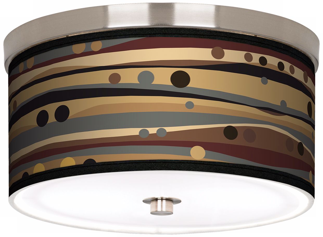 Natural Dots and Waves Nickel 10 1/4" Wide Ceiling Light