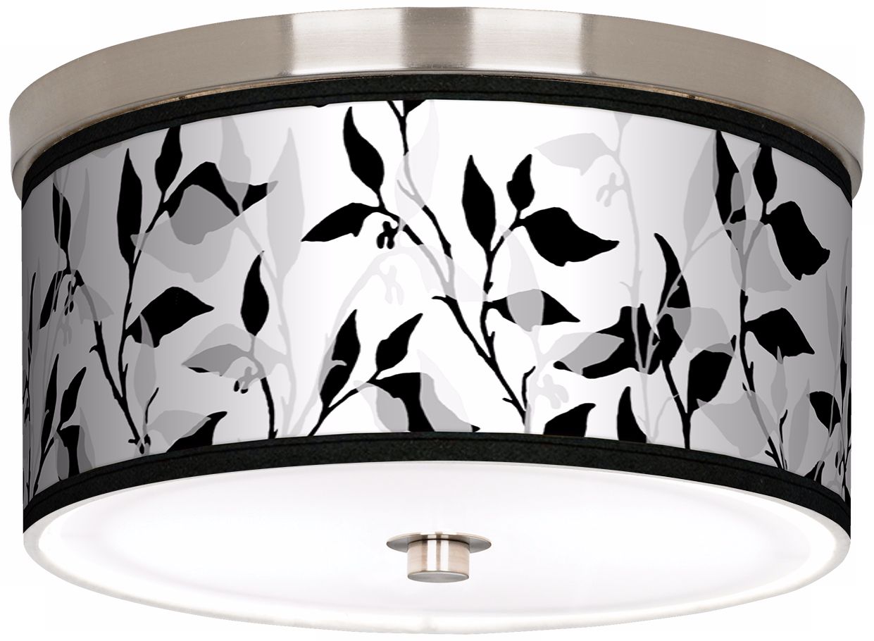 Three- Tone Leaves Nickel 10 1/4" Wide Ceiling Light