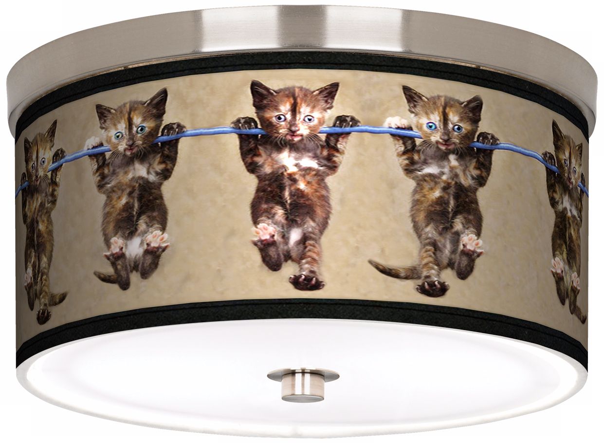 Cool Cat Nickel 10 1/4" Wide Ceiling Light