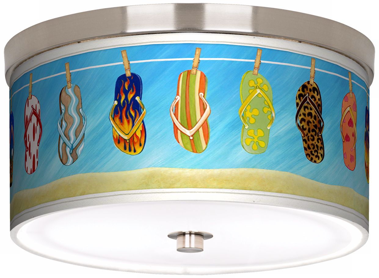 Summer Flip-Flops Nickel 10 1/4" Wide Ceiling Light