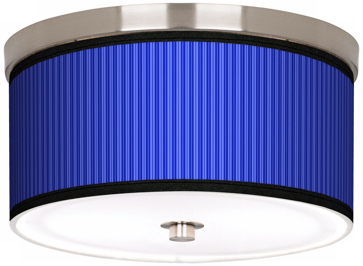 Blue Vertical Stripe Nickel 10 1/4" Wide Ceiling Light