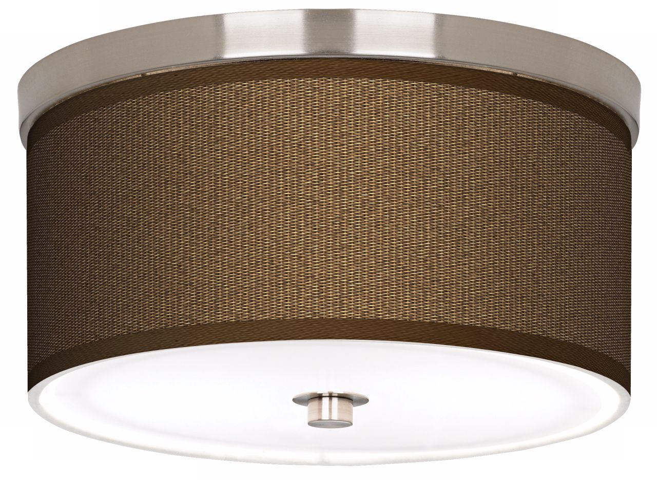 Woven Wicker Nickel 10 1/4" Wide Ceiling Light