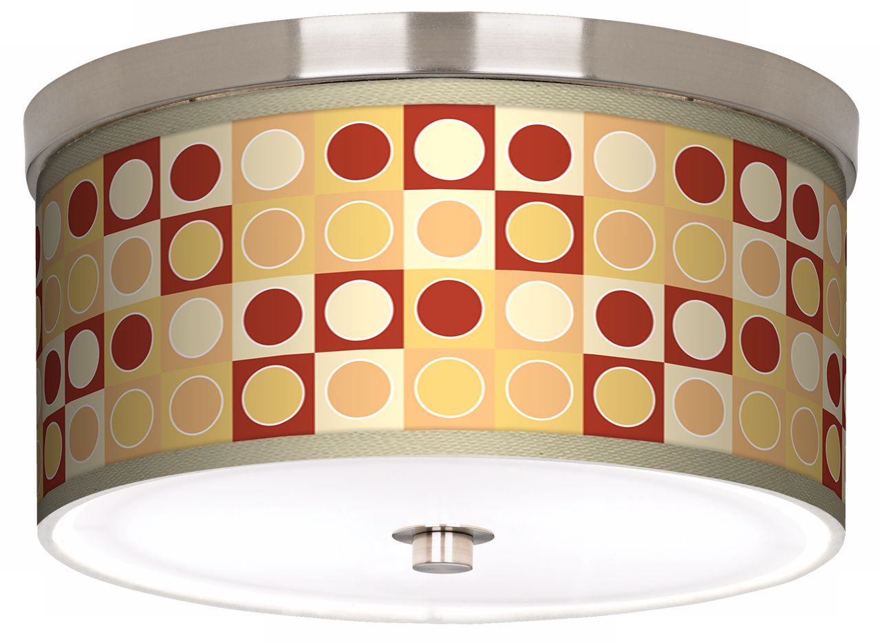 Retro Dotted Squares Nickel 10 1/4" Wide Ceiling Light