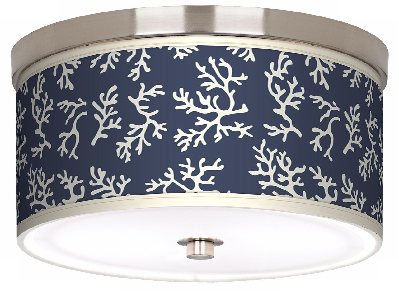 Prussian Coral Nickel 10 1/4" Wide Ceiling Light