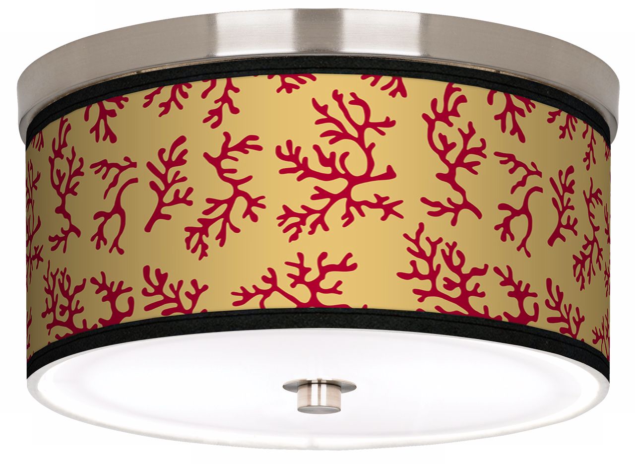 Crimson Coral Nickel 10 1/4" Wide Ceiling Light