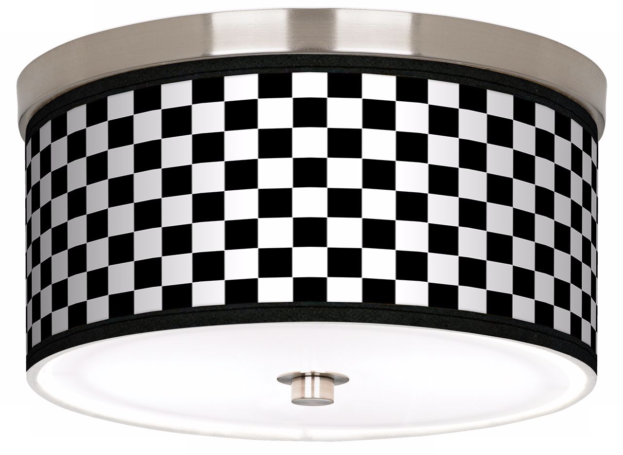 Checkered Black Nickel 10 1/4" Wide Ceiling Light